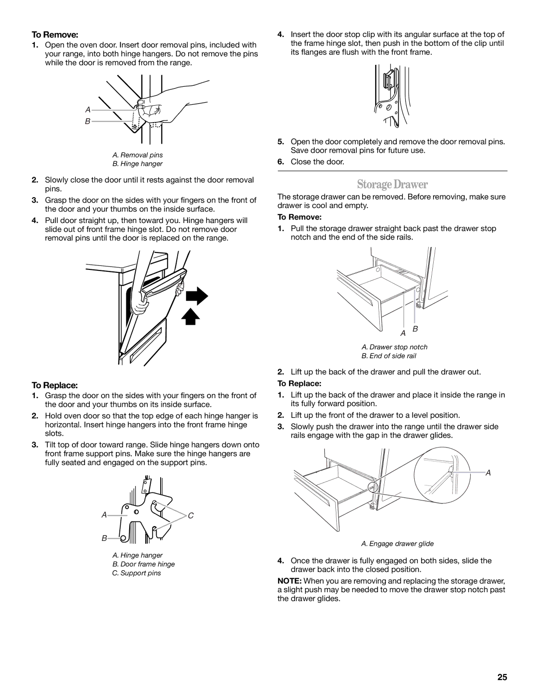 Whirlpool GERC4110PB2 manual Storage Drawer, To Remove 