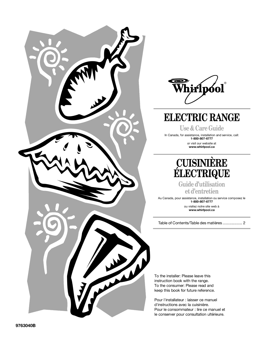 Whirlpool GERC4110SB0 manual Electric Range, 9763040B 
