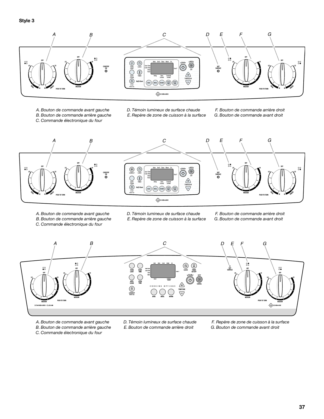 Whirlpool GERC4110SB0 manual Abcd E FG 