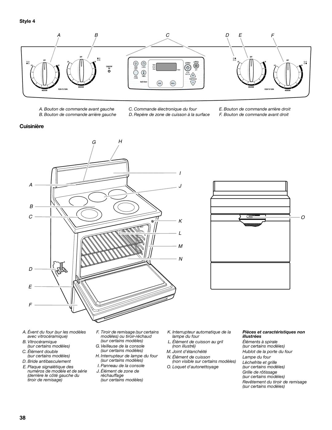 Whirlpool GERC4110SB0 manual Cuisinière, Illustrées 