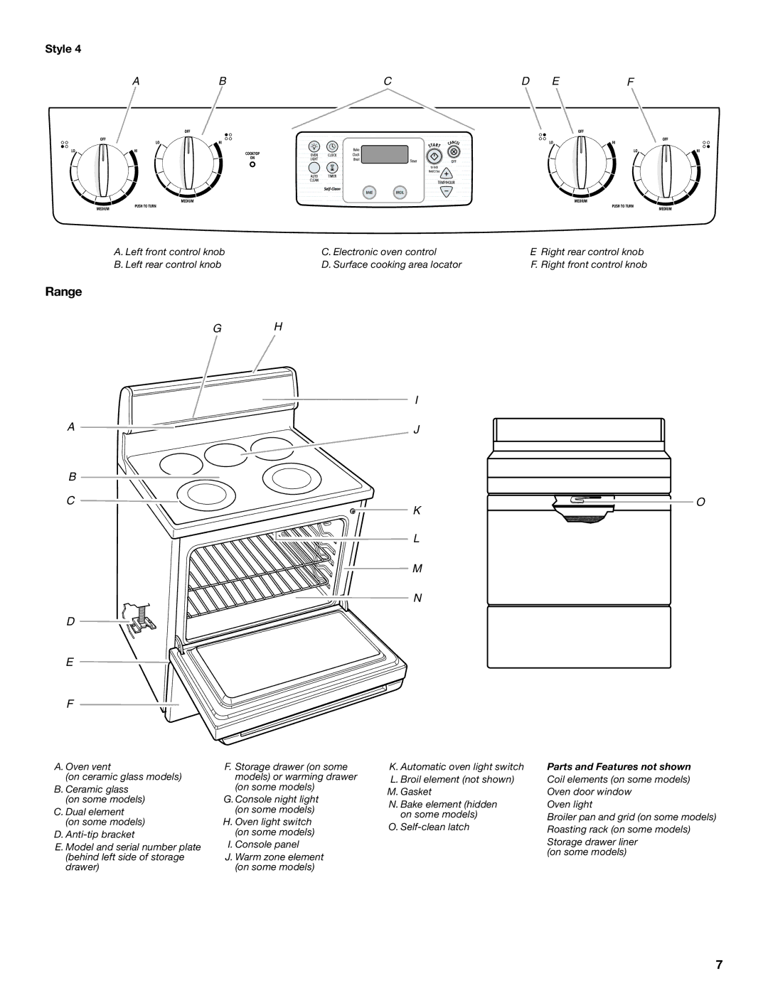 Whirlpool GERC4110SB0 manual Range, Abcd EF 