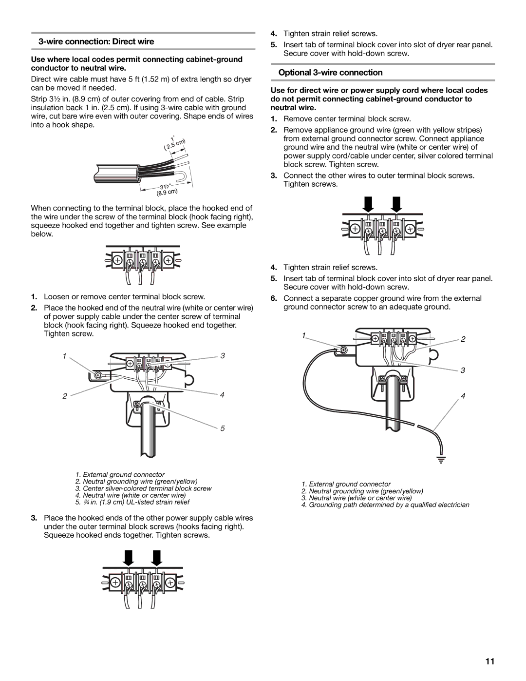 Whirlpool GEW9200LQ0 manual Optional 3-wire connection 