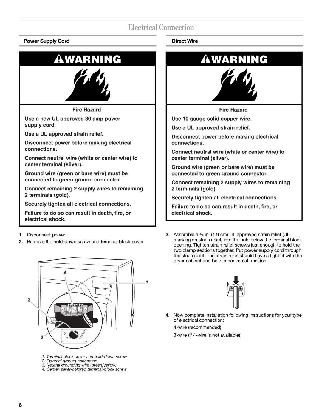 Whirlpool GEW9200LQ0 manual ElectricalConnection 