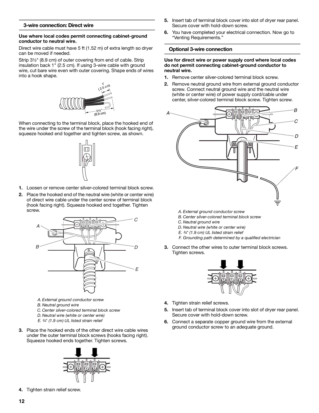 Whirlpool GEW9260PL1 manual Optional 3-wire connection 