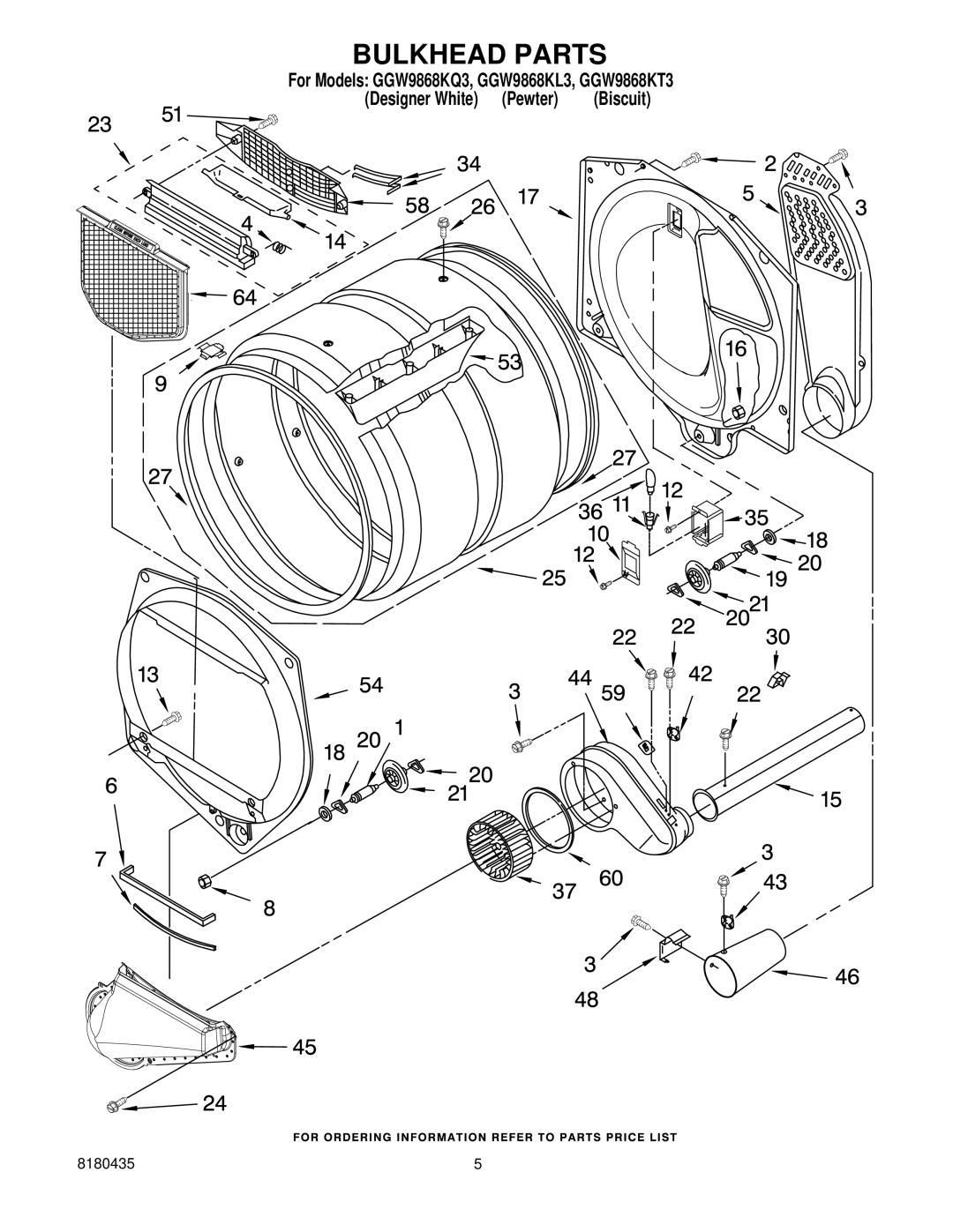 Whirlpool GGW9868KT3, GGW9868KQ3, GGW9868KL3 manual Bulkhead Parts 