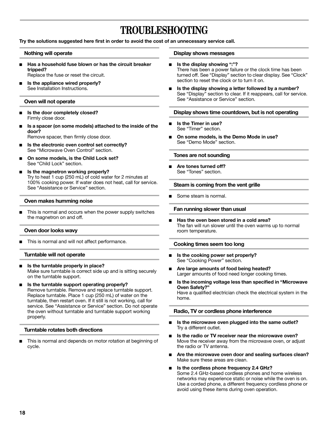 Whirlpool GH5176XP manual Troubleshooting 