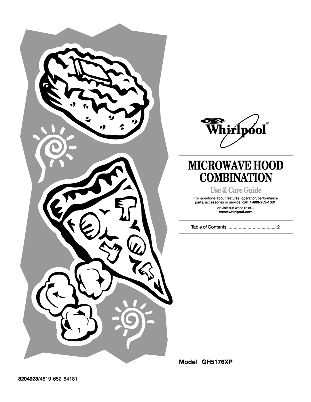 Whirlpool manual Model GH5176XP, 8204923/4619-652-64181, Microwave Hood Combination, Use & Care Guide 