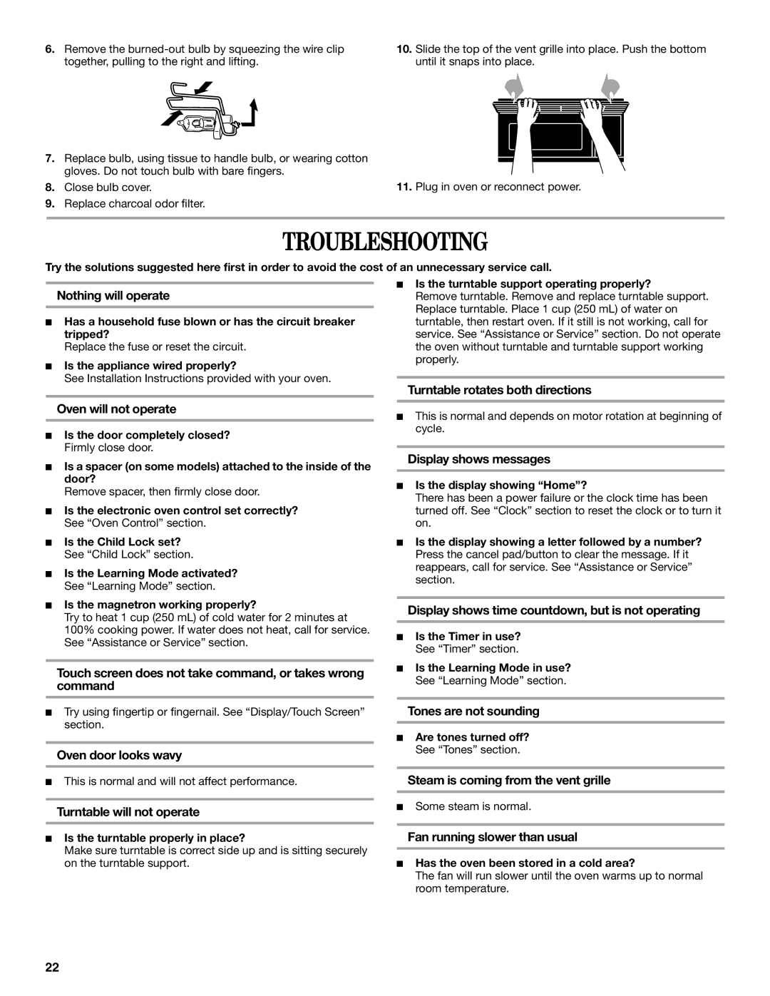 Whirlpool GH6178XP manual Troubleshooting 