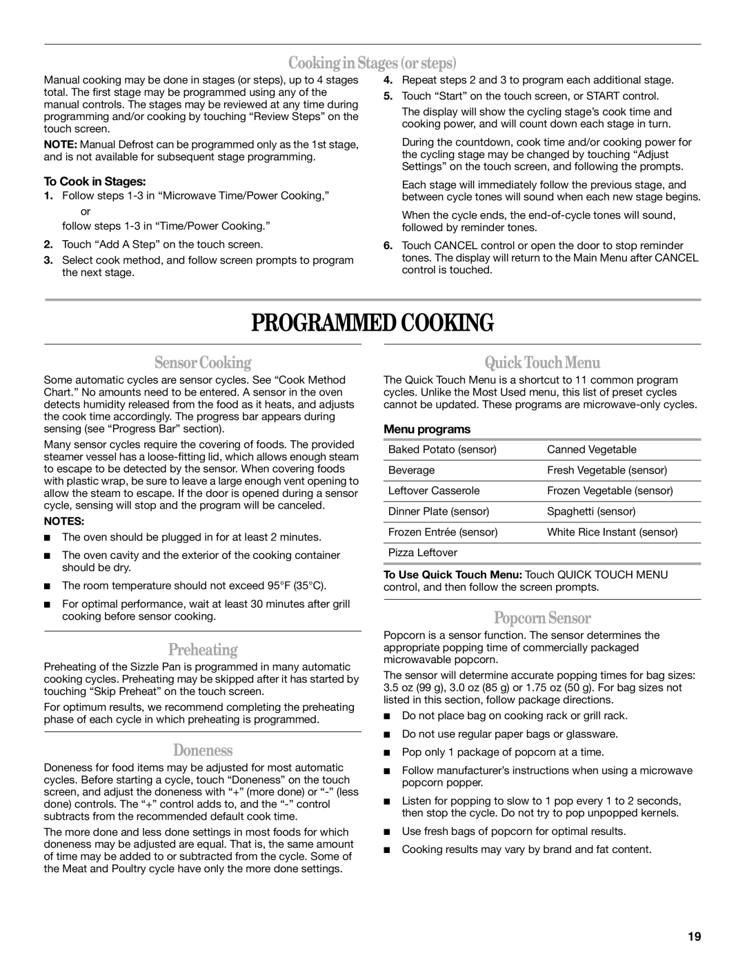 Whirlpool GH6208XR manual Programmed Cooking 