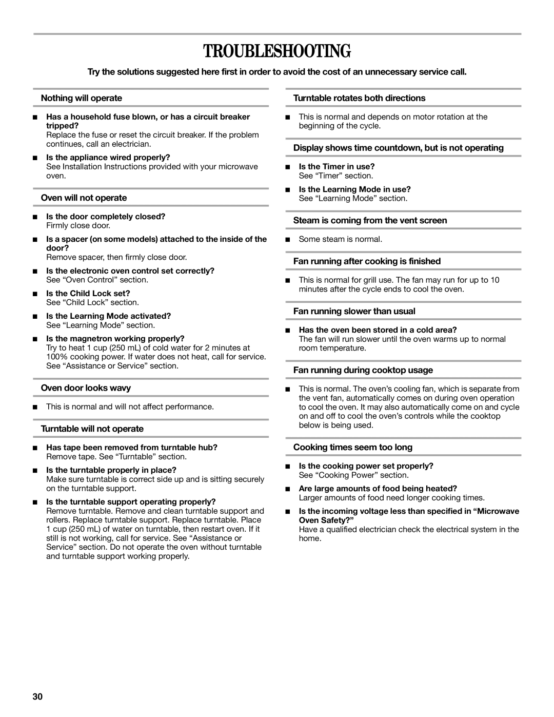 Whirlpool GH6208XR manual Troubleshooting 