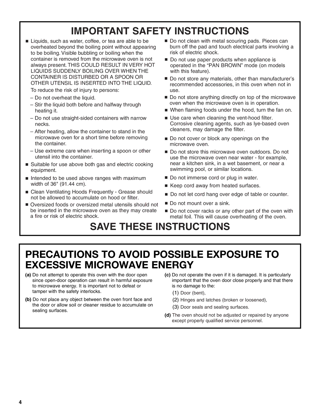 Whirlpool GH6208XR manual Important Safety Instructions 