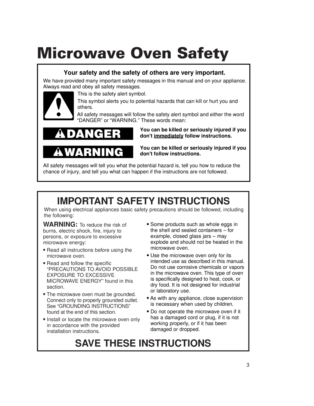 Whirlpool GH7155XKQ warranty Microwave Oven Safety, Your safety and the safety of others are very important 