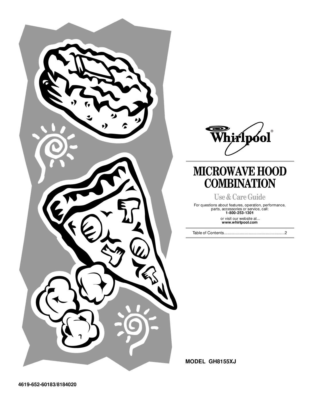 Whirlpool GH8155XJ manual Microwave Hood Combination, Use & Care Guide 