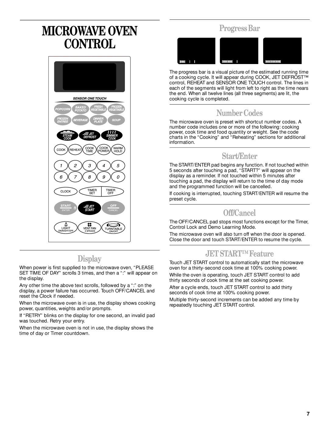 Whirlpool GH8155XJ manual Microwave Oven Control 