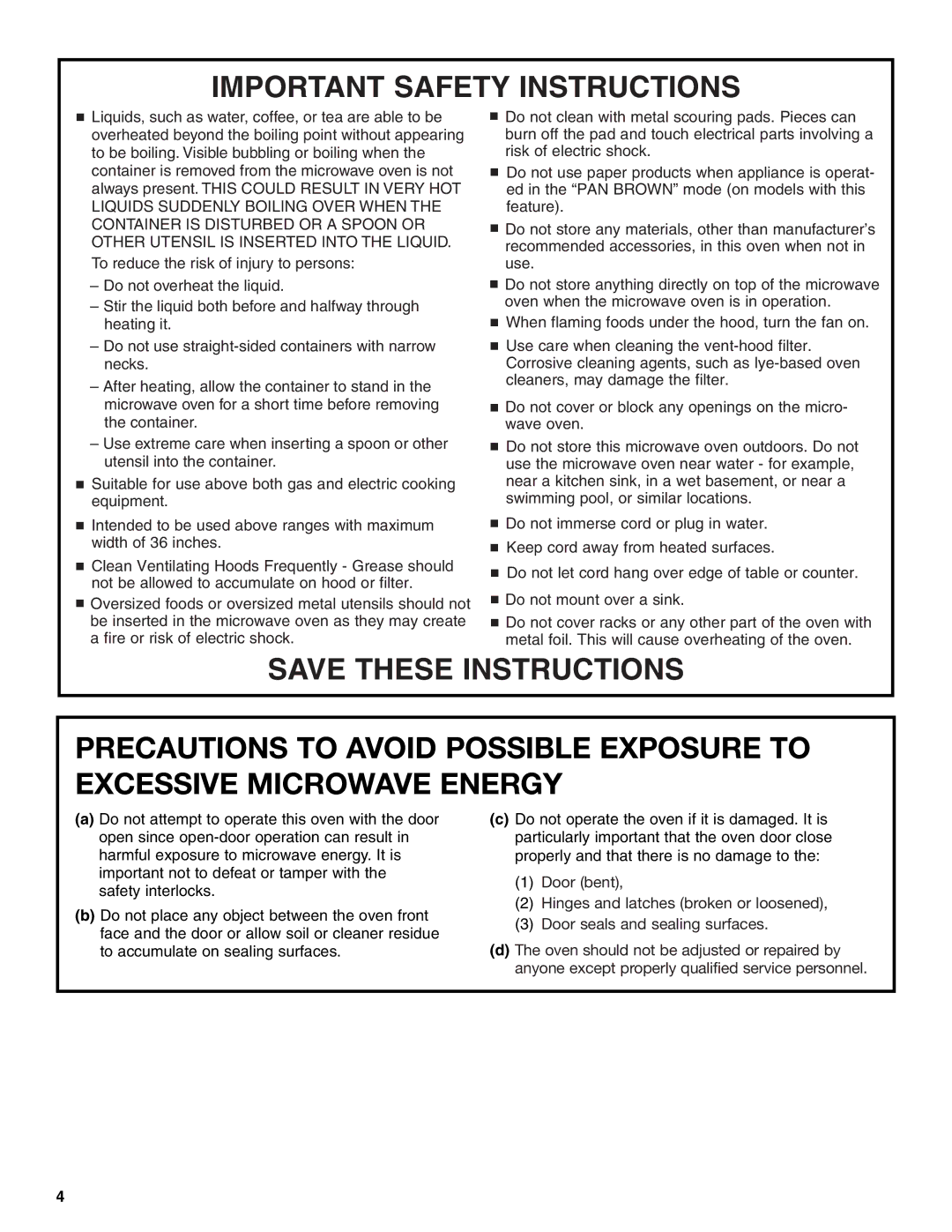 Whirlpool GH9176XM manual Important Safety Instructions 