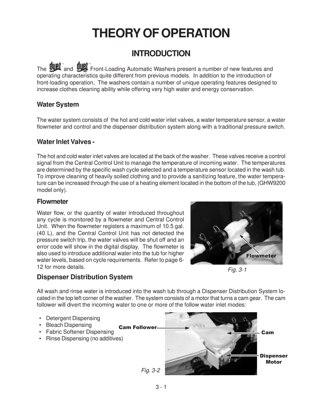 Whirlpool GHW9100L, GHW9200L manual Theory of Operation, Introduction 