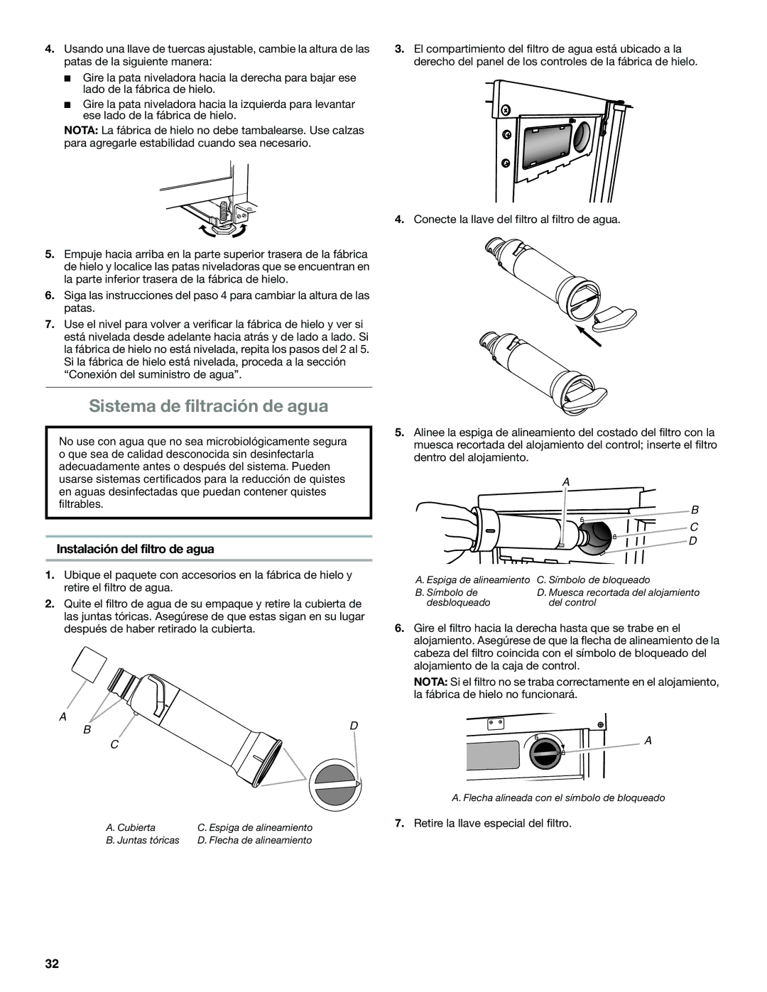 Whirlpool GI15NDXZB, GI15NDXZQ, GI15NDXZS manual Sistema de filtración de agua, Instalación del filtro de agua 