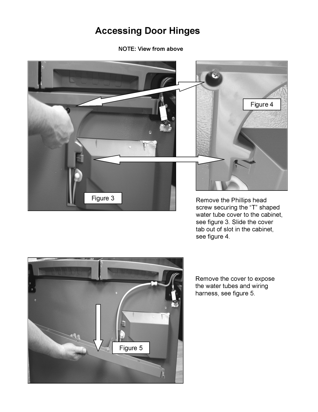 Whirlpool GI7FVCXWA manual Accessing Door Hinges 