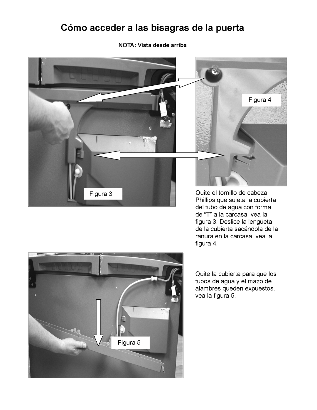 Whirlpool GI7FVCXWA manual Cómo acceder a las bisagras de la puerta 