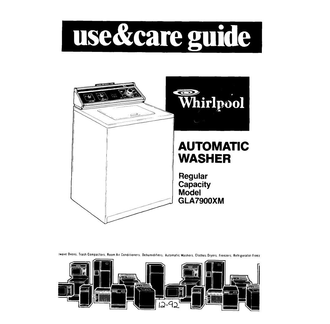 Whirlpool GLA7900XM manual Automatic Washer 