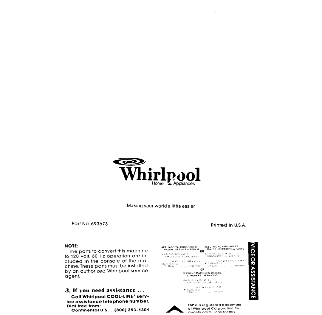 Whirlpool GLE7900XM manual TLlpool 