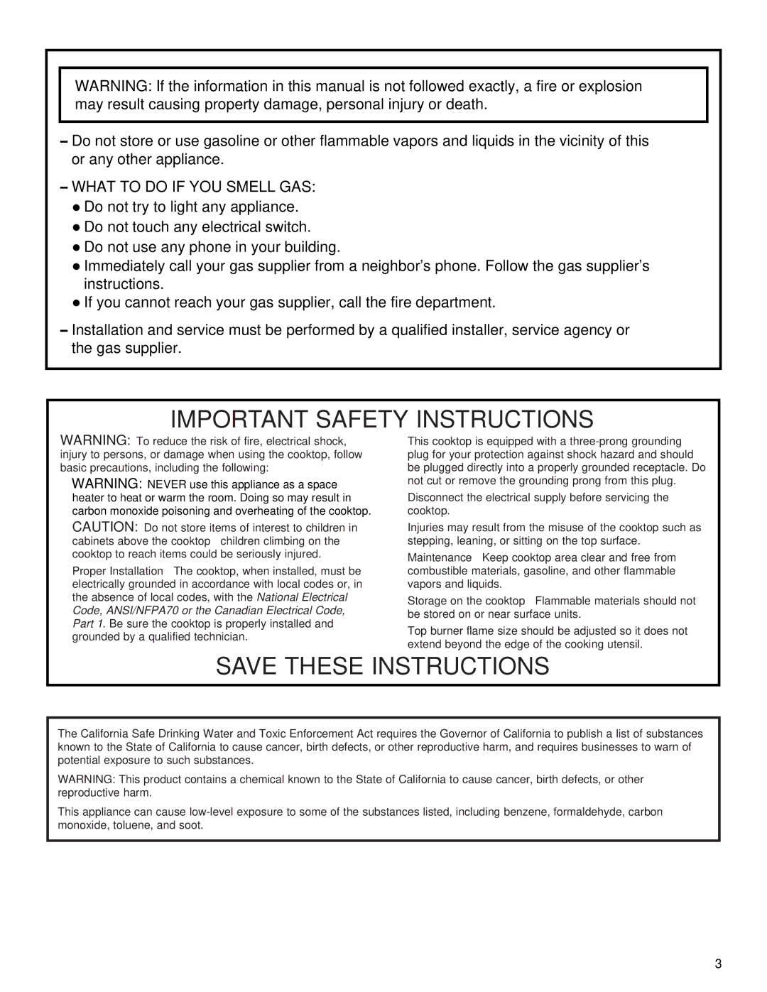 Whirlpool GLS3074, GLS3675 manual Important Safety Instructions 