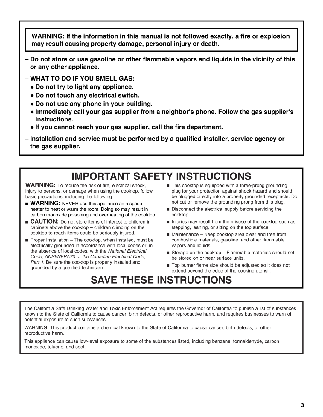 Whirlpool GLS3074, GLS3675 manual Important Safety Instructions, Save These Instructions 
