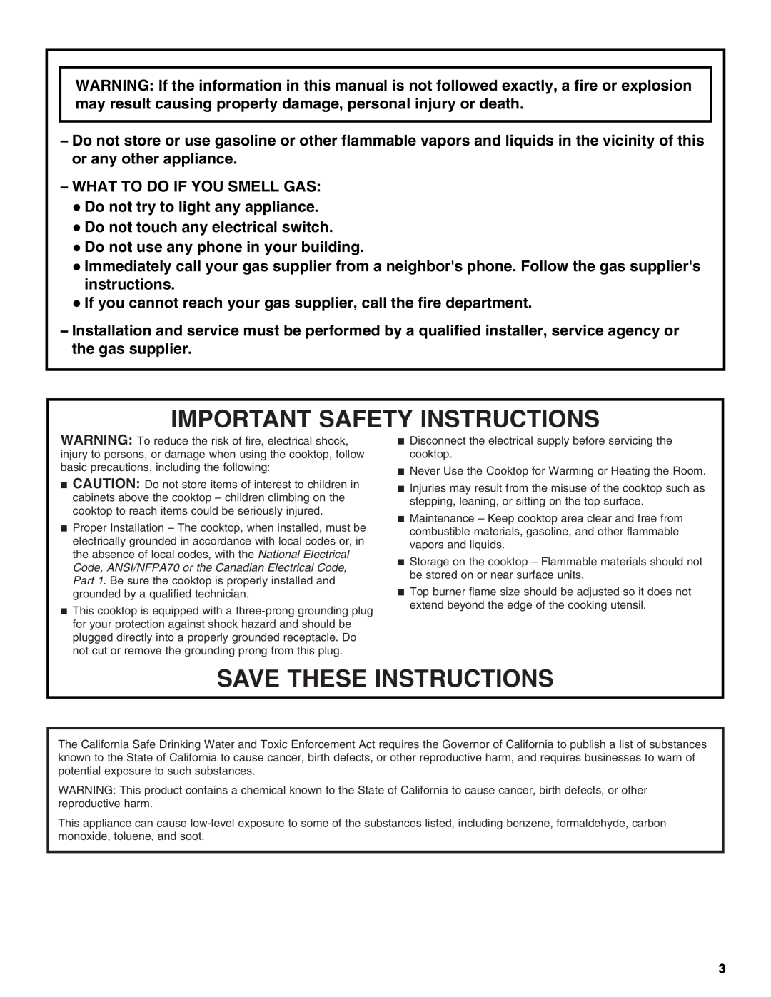 Whirlpool GLT3057RB manual Important Safety Instructions, Save These Instructions 