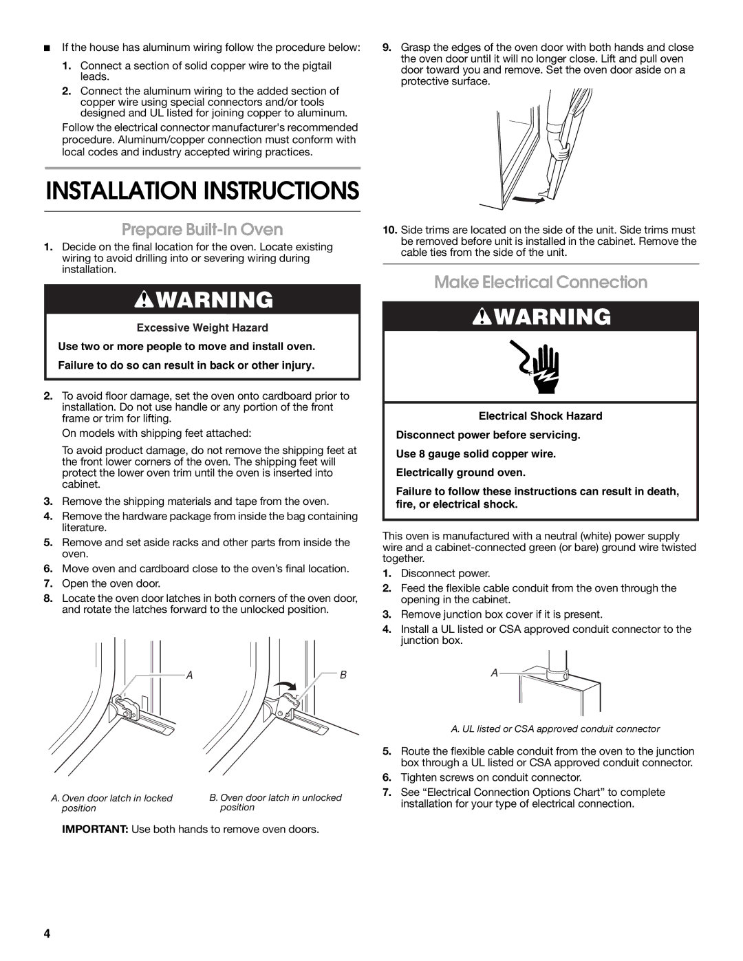 Whirlpool GMC275PRB00 installation instructions Prepare Built-In Oven, Make Electrical Connection 