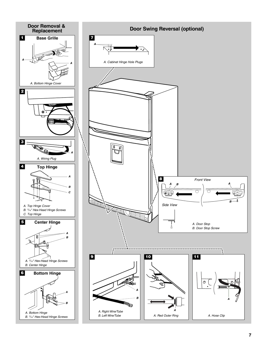 Whirlpool W10131410A, GR2SHWXPS02, GR2SHWXPQ02, GR2SHWXPL02 installation instructions Door Swing Reversal optional 