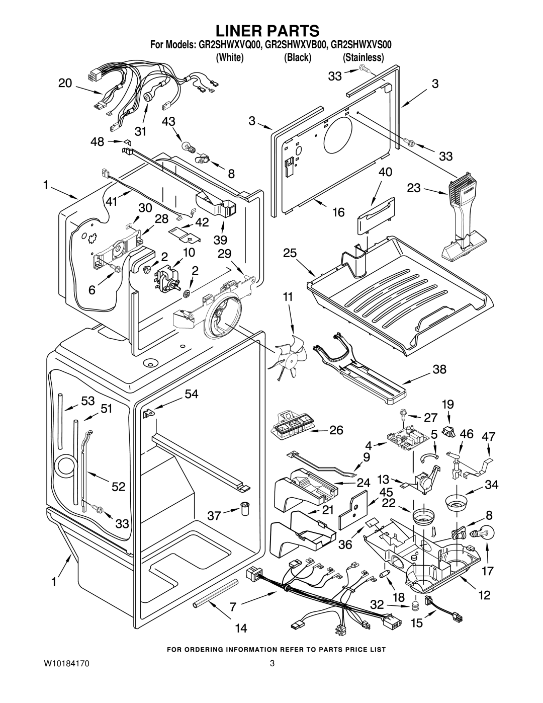 Whirlpool GR2SHWXVQ00, GR2SHWXVS00, GR2SHWXVB00 manual Liner Parts 