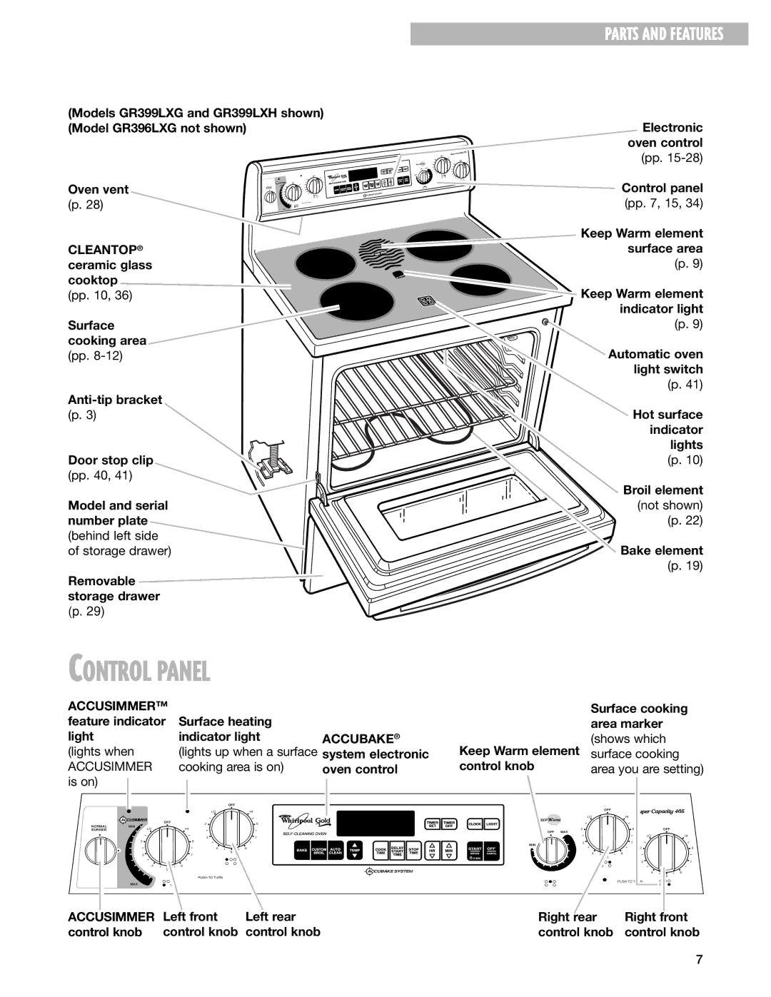 Whirlpool GR395LXG warranty Accubake 