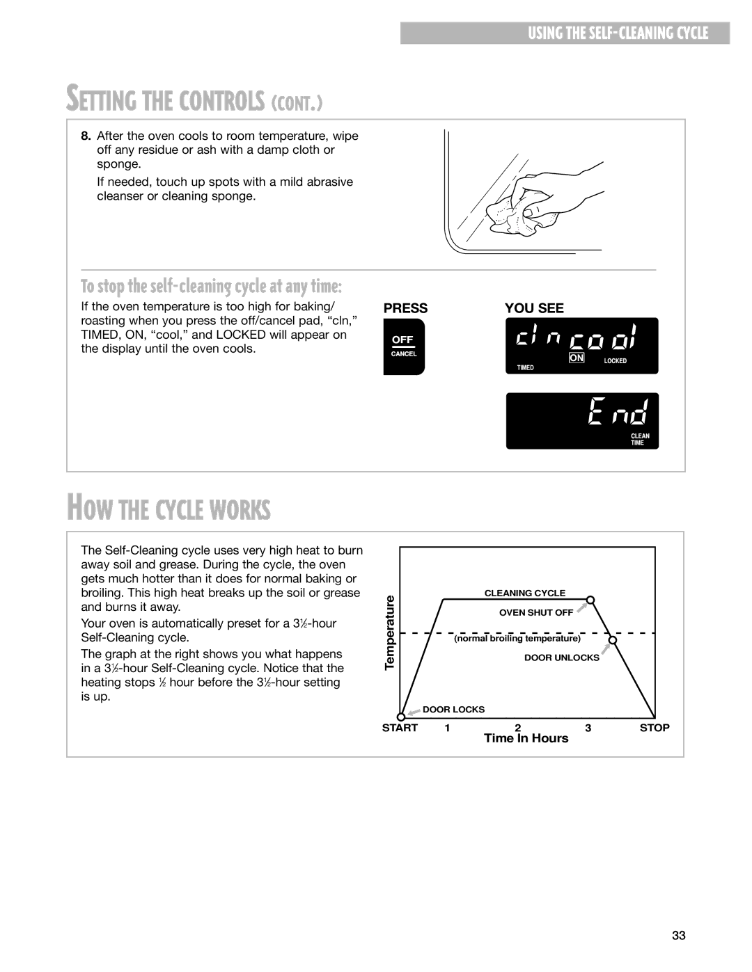 Whirlpool GR399LXG warranty HOW the Cycle Works, To stop the self-cleaning cycle at any time 