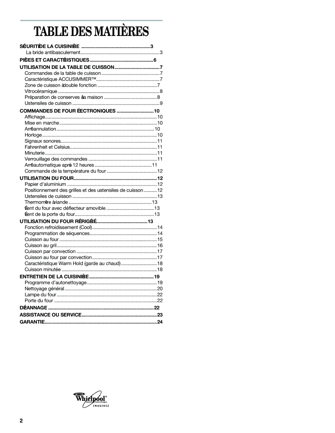 Whirlpool YGR556 manual Sécurité DE LA Cuisinière, Commandes DE Four Électroniques, Utilisation DU Four 