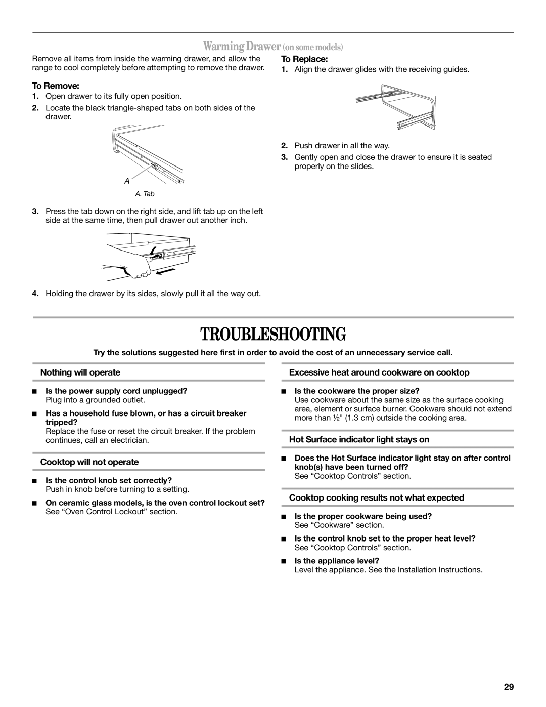 Whirlpool GR563LXSB0 manual Troubleshooting 