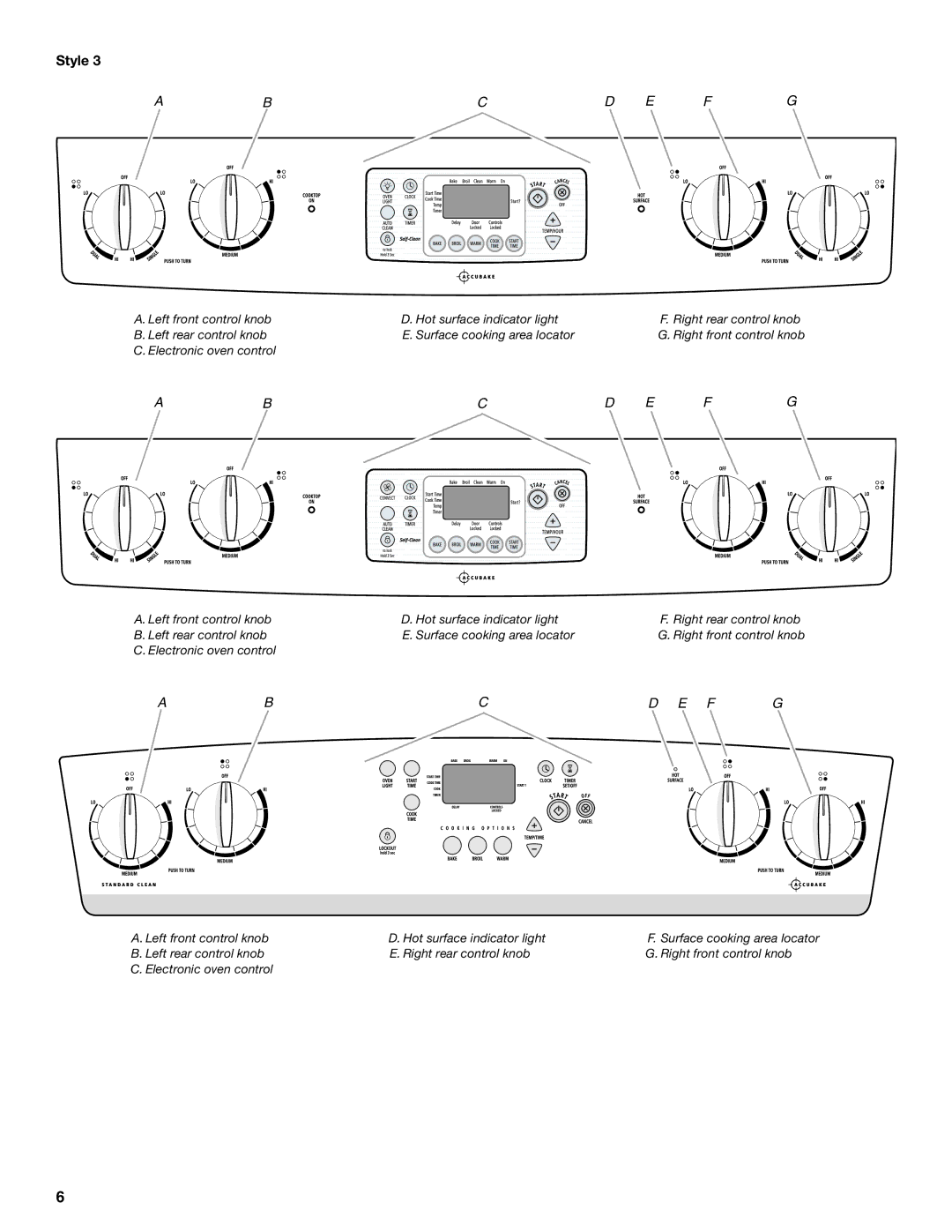 Whirlpool GR563LXSB0 manual Abcd E FG, Cd E Fg, Cd E F G 