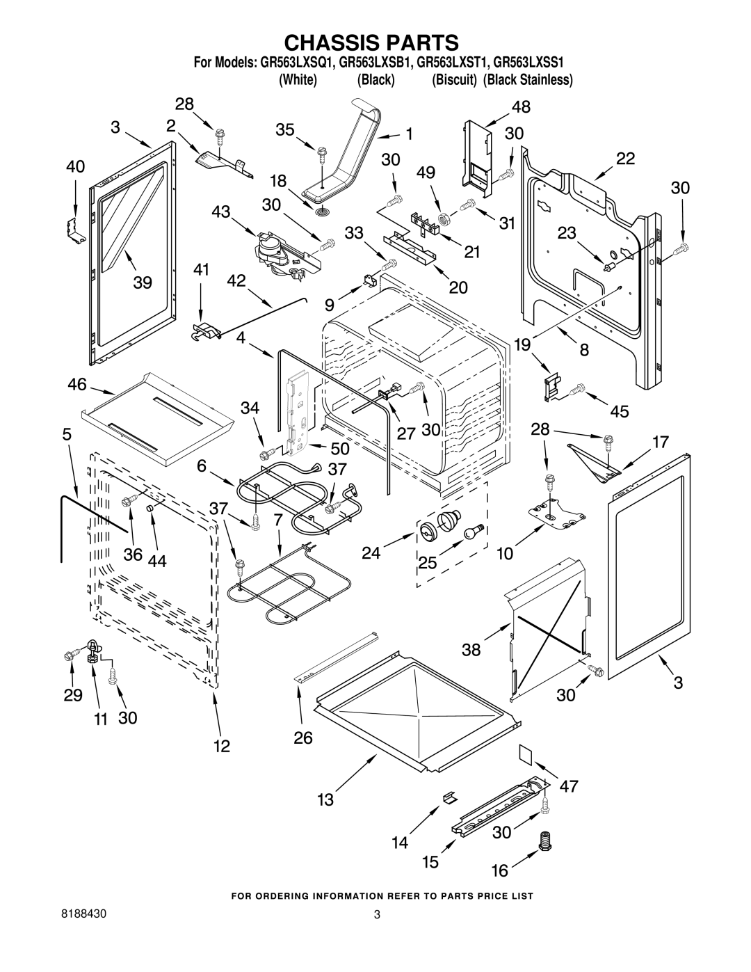 Whirlpool GR563LXSQ1, GR563LXSB1, GR563LXST1, GR563LXSS1 installation instructions Chassis Parts 