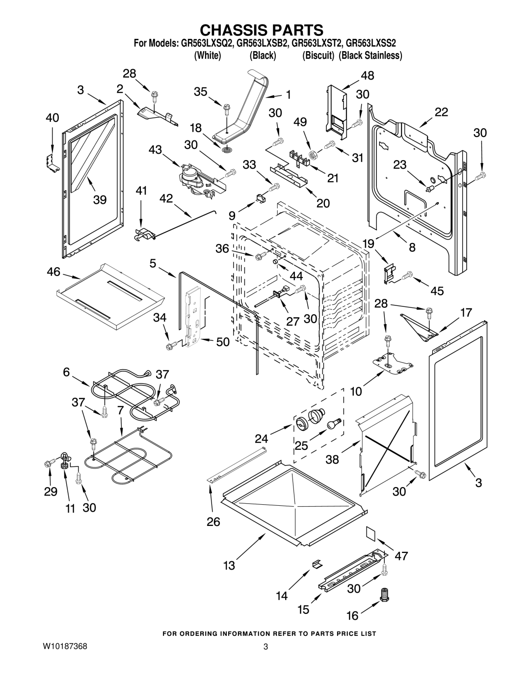 Whirlpool GR563LXSB2, GR563LXSQ2, GR563LXST2, GR563LXSS2 installation instructions Chassis Parts 