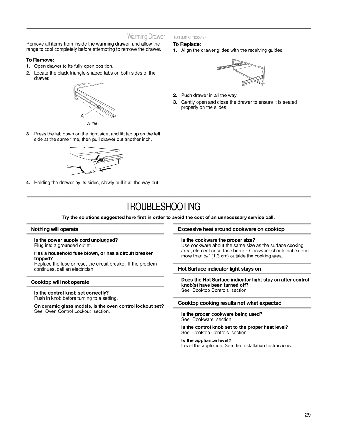 Whirlpool GR773LXS manual Troubleshooting 