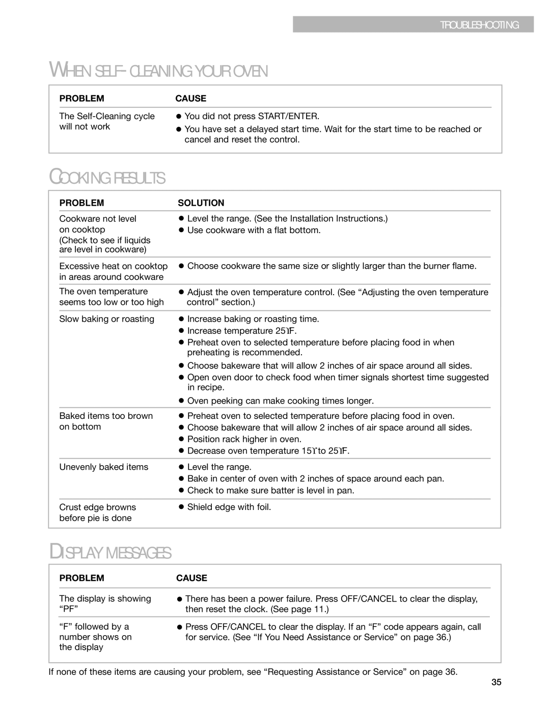 Whirlpool GS395LEG warranty When SELF-CLEANING Your Oven, Cooking Results 