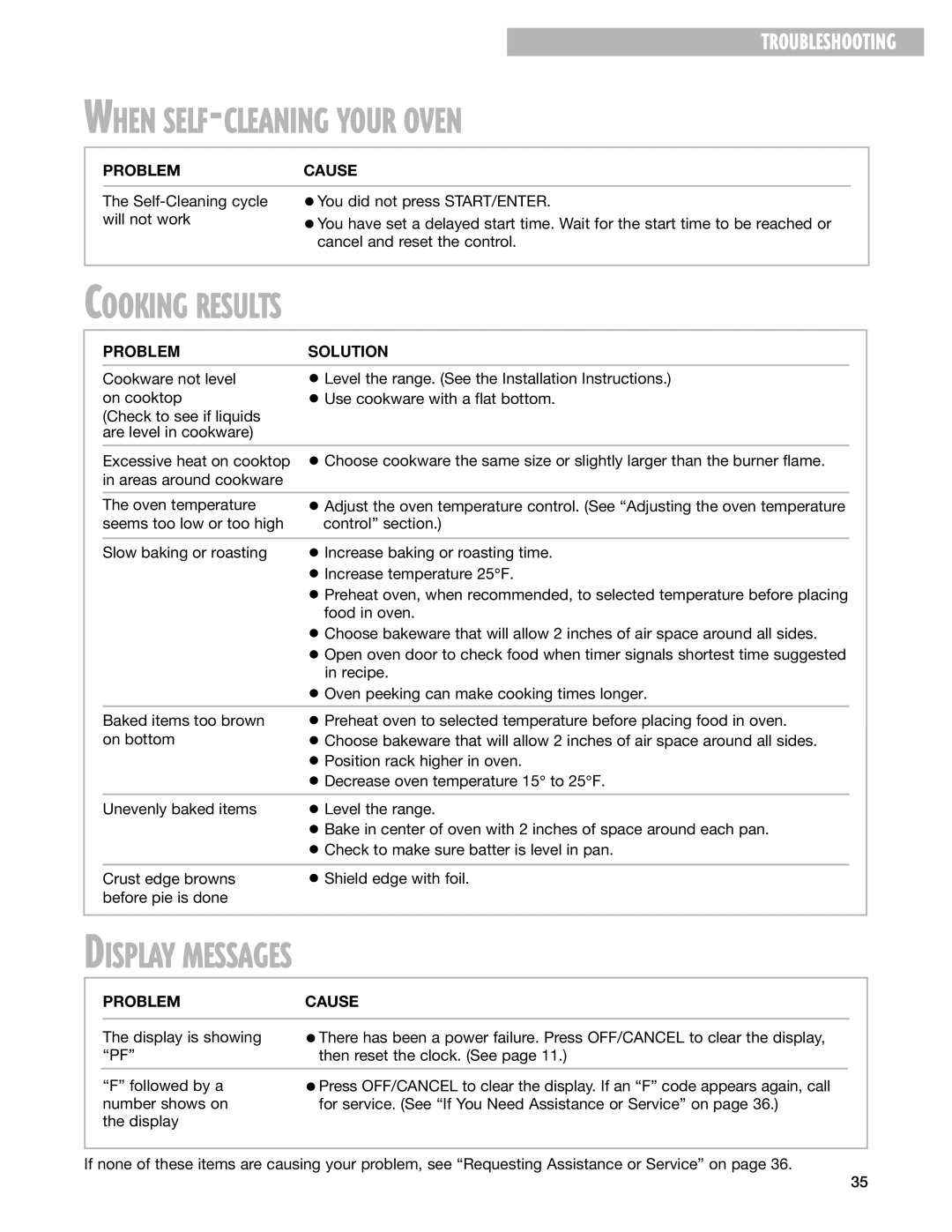 Whirlpool GS395LEH warranty When SELF-CLEANING Your Oven, Cooking Results 