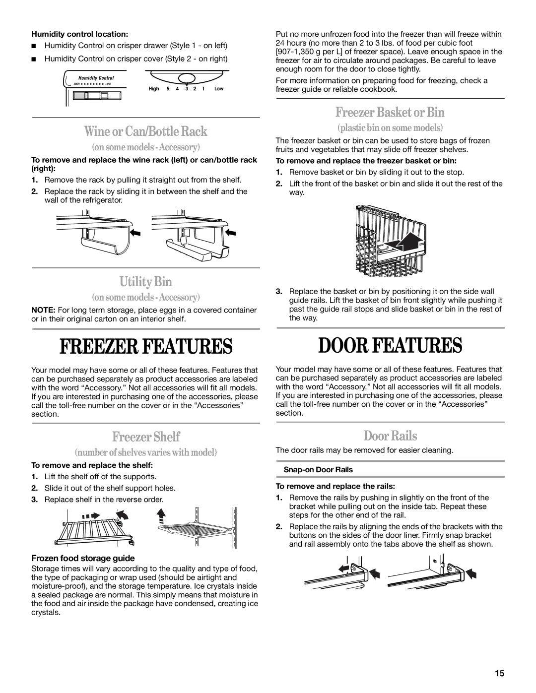 Whirlpool GS6SHANLB00 manual Freezer Features 