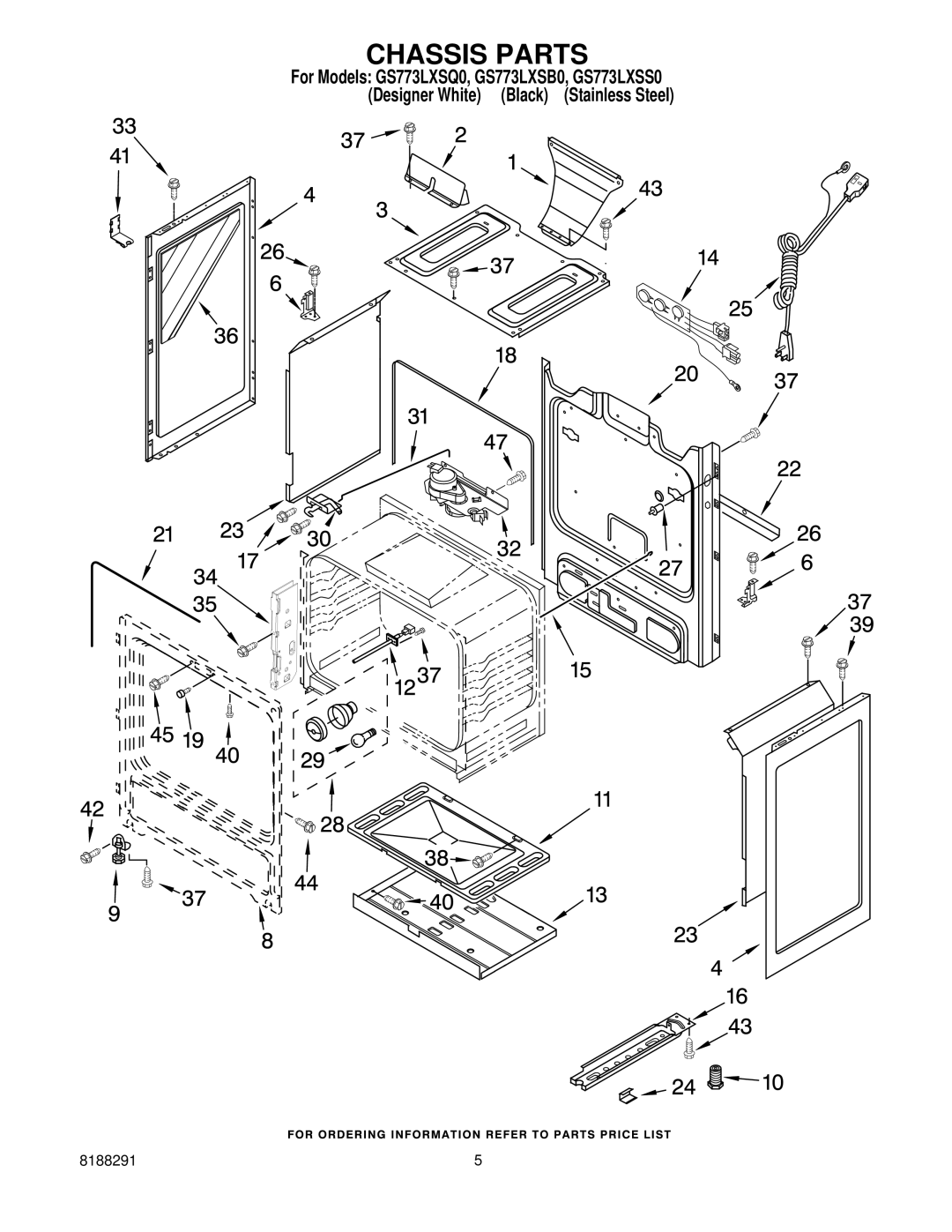 Whirlpool GS773LXSQ0, GS773LXSB0, GS773LXSS0 installation instructions Chassis Parts 