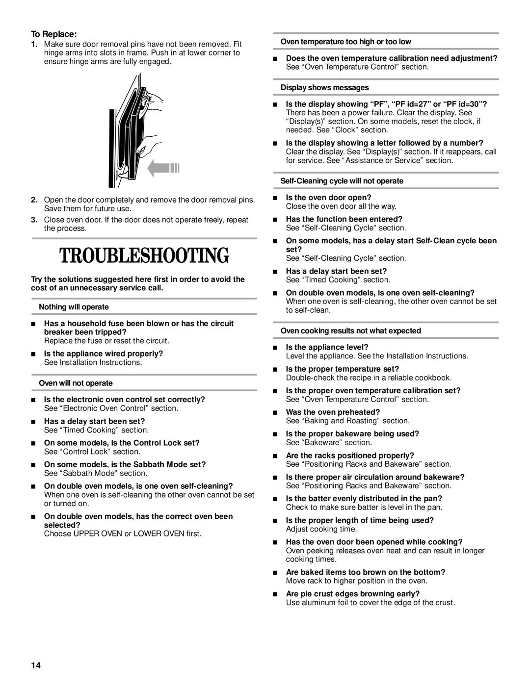 Whirlpool GSC278 manual Troubleshooting 