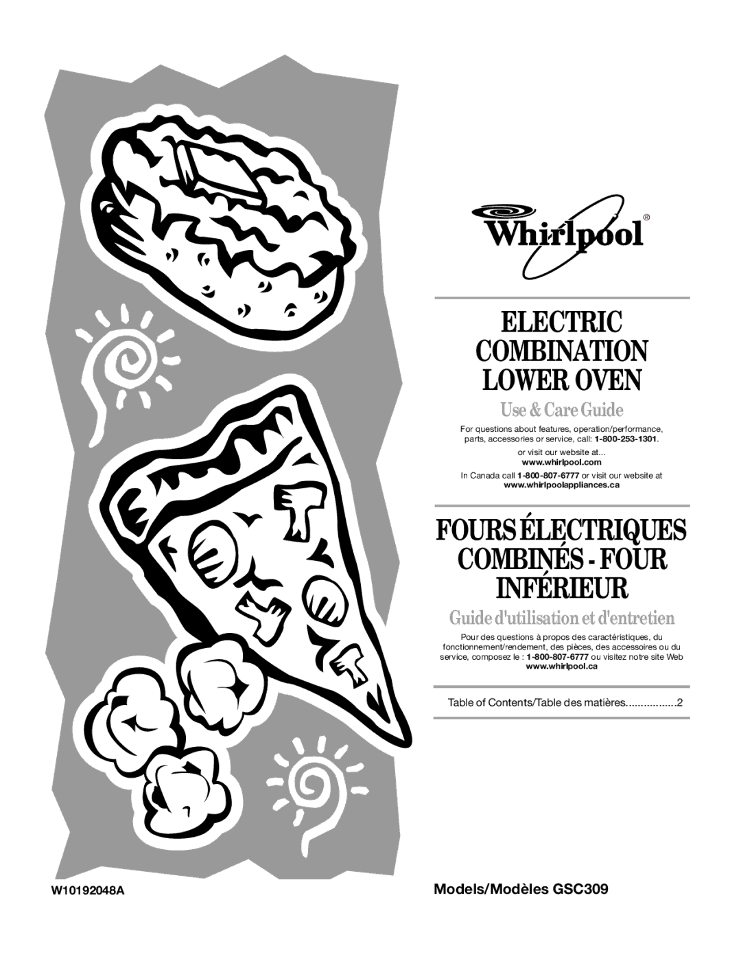 Whirlpool GSC309 manual Electric Combination Lower Oven, W10192048A 