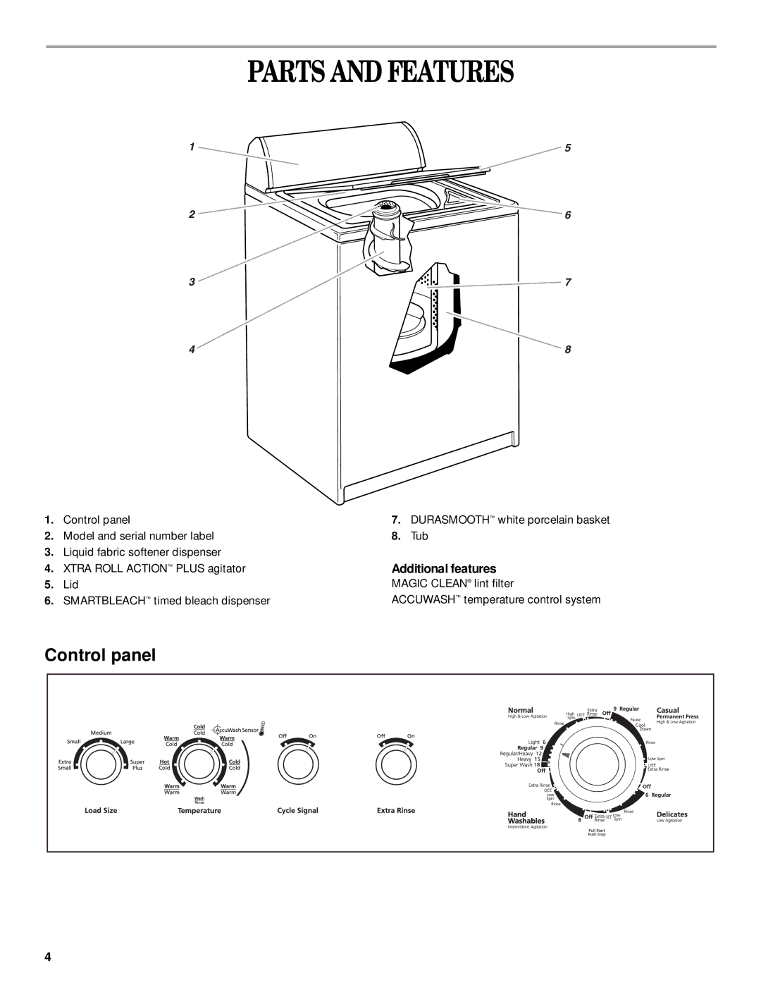 Whirlpool GST9675JQ0 manual Parts and Features, Additional features 