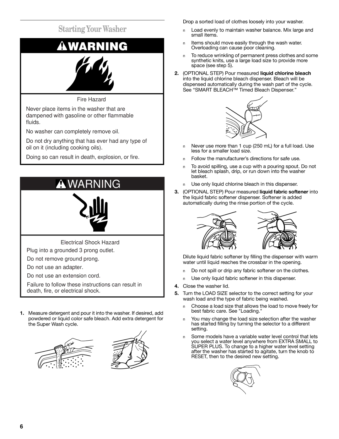 Whirlpool GSW9550KQ0 manual StartingYour Washer 