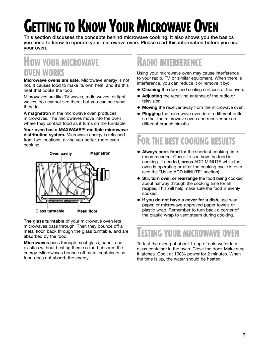 Whirlpool GT1195SH, GT1196SH installation instructions Oven Works, Getting to Know Your Microwave Oven 