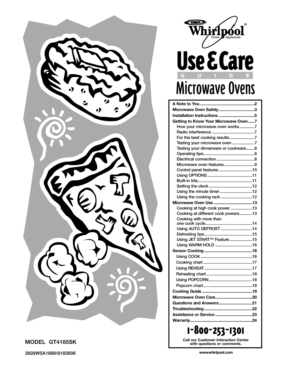 Whirlpool GT4185SK installation instructions Microwave Ovens, 3828W5A1889/8183906 