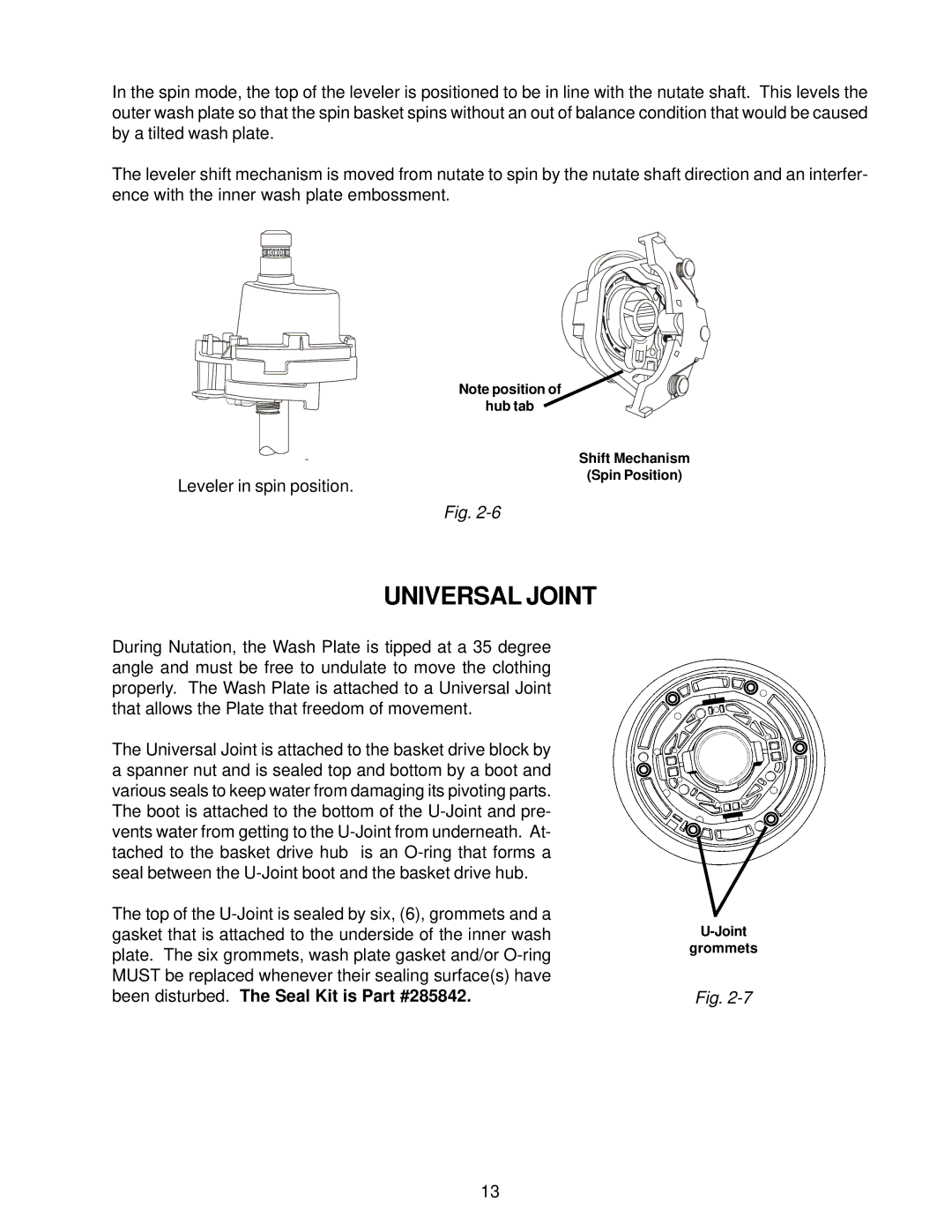 Whirlpool GVW9959K-0 manual Universal Joint 